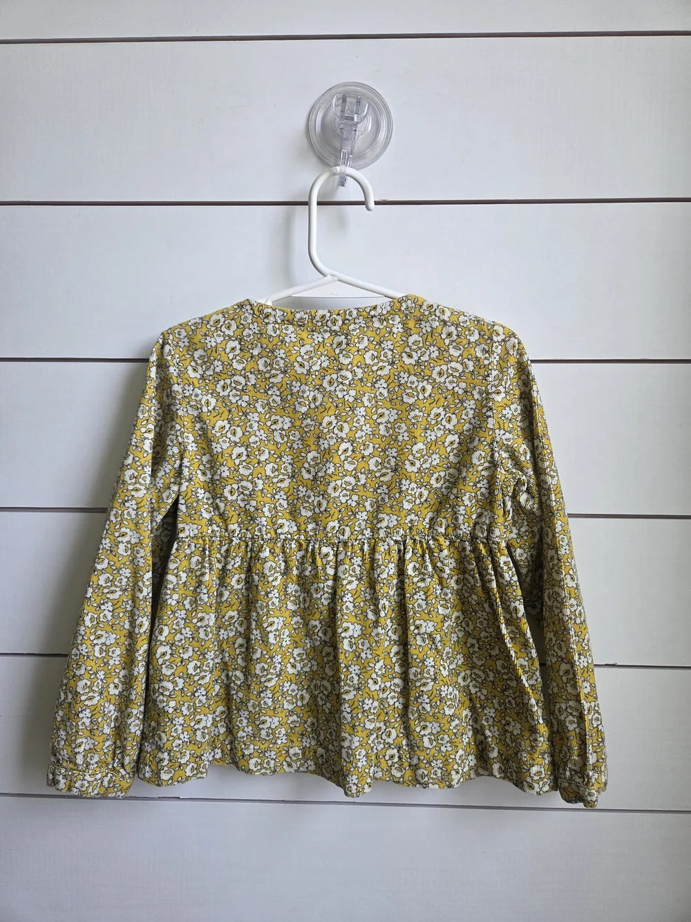 GAP Yellow Floral Button-Front Peplum Top